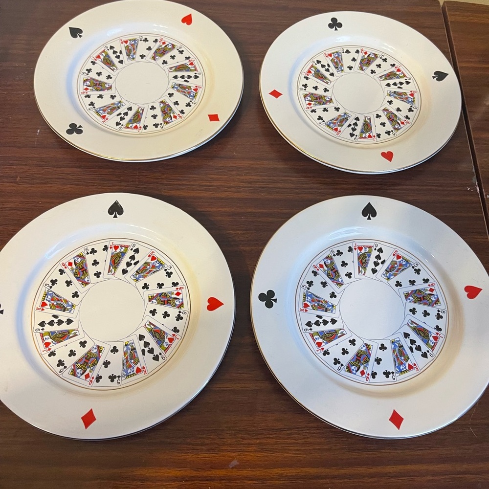 CBK LTD Playing Cards Appetizer Plates (4) 1992